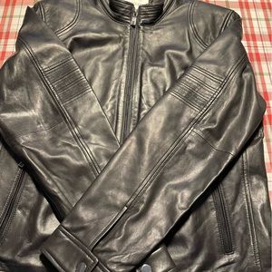 Danier - black, leather Men’s jacket; size X-Large